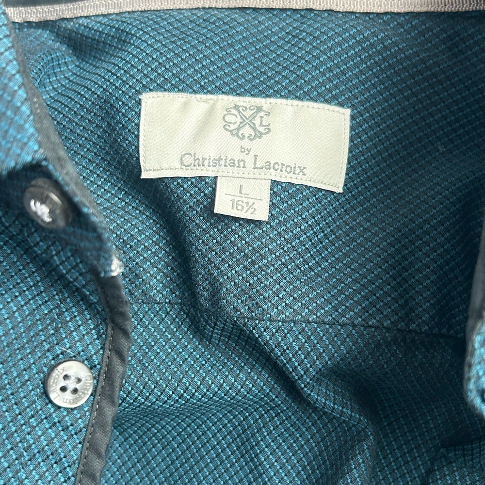 Christian Lacroix Deep Teal Casual Button-Down Shirt 0135